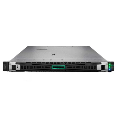 Front view of HPE rack server with compact design and high-performance computing capabilities