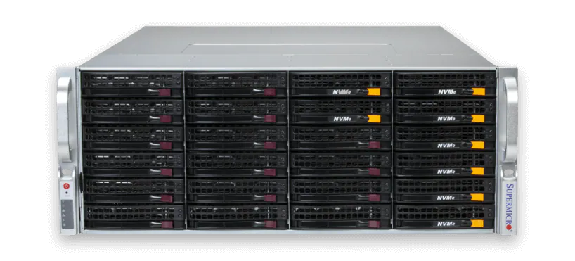 Enterprise storage server with multiple NVMe drives for high-performance data storage